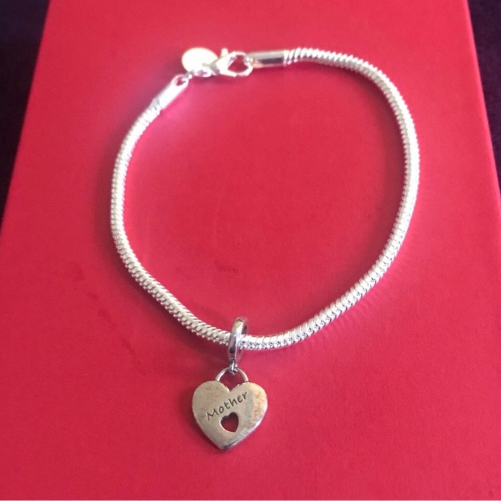 Sterling Silver 'Mother' Heart Charm Bracelet